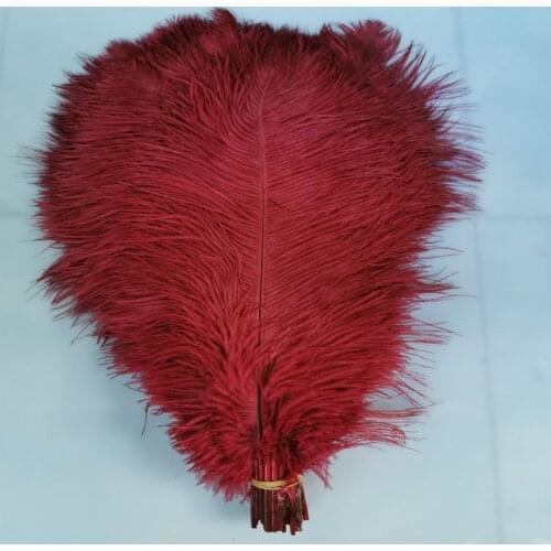 Pack of 100pc,Naturl Ostrich Feathers 14-16inch (35-40cm) Plumes Wedding,Clothing,Party,Table Decoration,DIY (Red Wine)