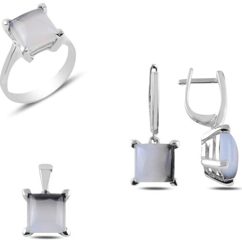 Silver 925 Sterling Natural Solitaire Set