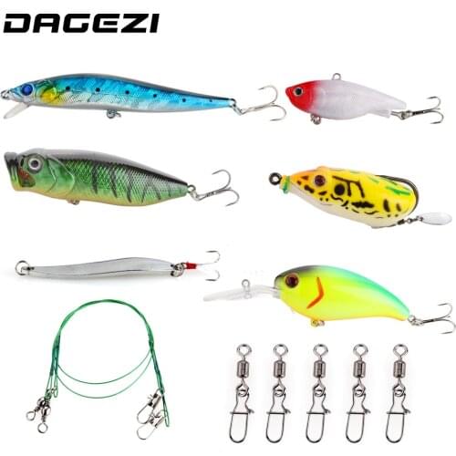 DAGEZI Fishing Lure Set 13pcs/lot Minnow Spoon Hooks Fishing bait Kit with Box Artificial Bait fishing connector Fishing tackle