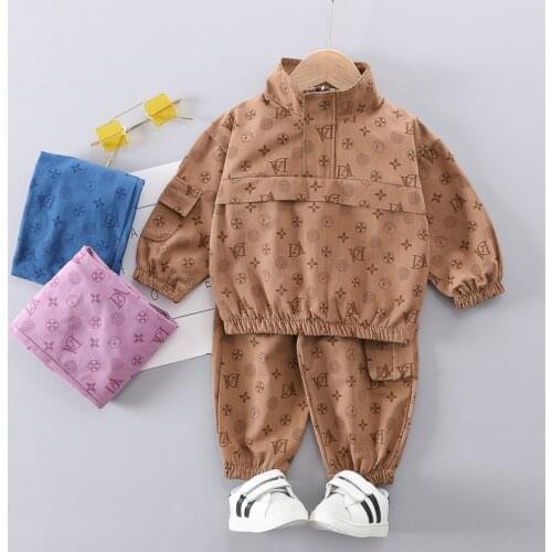 2020 Autumn Childrenswear Fashionable Fashion Male Baby Female Baby Autumn Clothing Set Half Zipper Windproof Hoodie Distributio