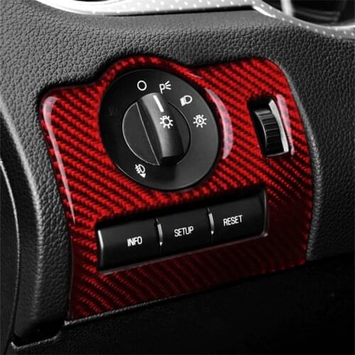 Real Carbon Fiber Car Interior Headlight Switch Frame Cover Trim For Ford Mustang 2009 2010 2011 2012 2013