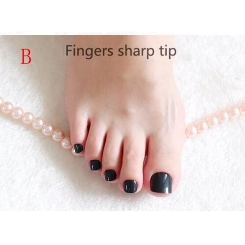 2020 Buys French show cute candy fake toenails toes Pure black #B