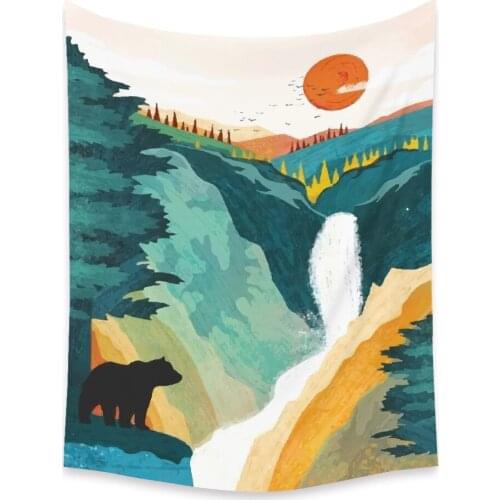 Nordic Style Simple ins Sun Moon Wall Hanging Mountains and rivers Tapestry background cloth Home room decoration