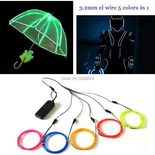 Stage Costume DIY Material 3.2mm Flexible Neon Light Cable Glow EL Wire Cable Led Neon Lamp With 3V Controller