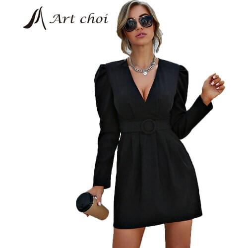 Spring Autumn Business Dress Solid Tailored Skirt Women Beach Sexy Long Sleeve Vestido Work Office Party Belt Bodycon Dresses