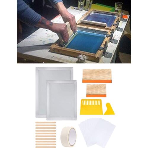 27x Screen Printing Starter kit Wood Silk Screen Printing Frame with Squeegees Tool for DIY T-shirts Clothes Bags