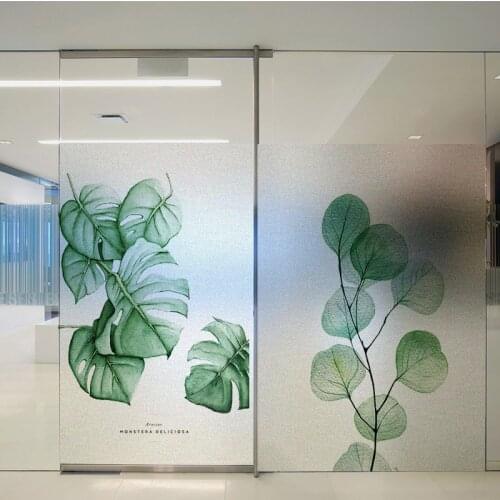 Custom Size Static Cling Window Foil Fresh Plants Privacy Protection Glass Film For Bathroom Kitchen Living Room Bedroom Balcony