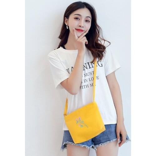 Student canvas bag female messenger bags literature and art student one-shoulder handbag all-match totes