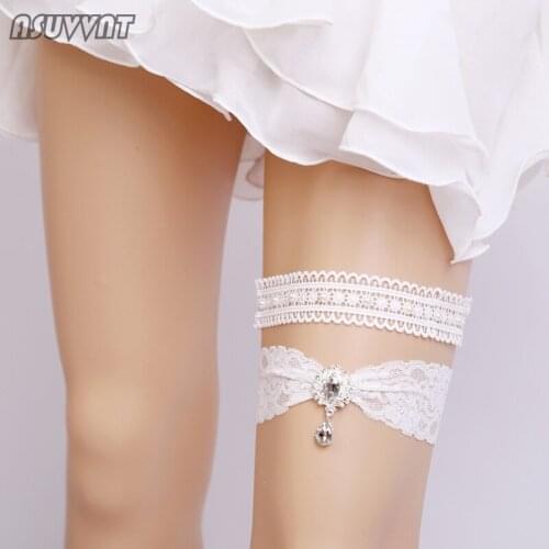 Wedding Garter Women Rhinestone Lace Leg Ring Leg Loop Elastic Fashion Garter Sexy Thigh Ring For Bridal Girl Lady Party Dress