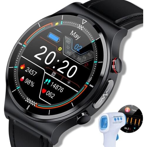 Thermometer Smart Watch 360*360 HD Full Touch Screen ECG Heart Rate Monitor Blood Oxygen Sport Smartwatch Custom Dial Clock 2021