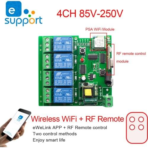 EWeLink Smart Remote Control Wireless Wifi Switch Module 1/4CH DC 7-32V 5V AC 85-250 V RF Receiver 10A Relay For Alexa IFTTT
