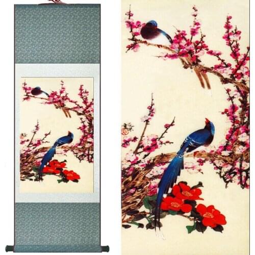 Spring pictures Birds and flower Painting Home Office Decoration Chinese scroll painting birds paintingPrinted painting