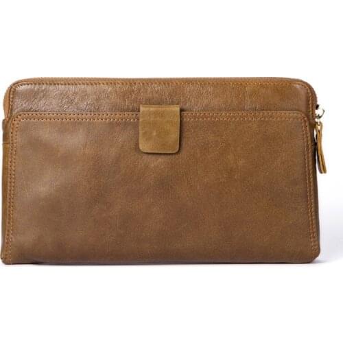 Purse Vintage Mens Clutch Top Quality Business Wallet Men Zipper Long Phone Money Bag High Capacity Leather Wallet Free Shipping