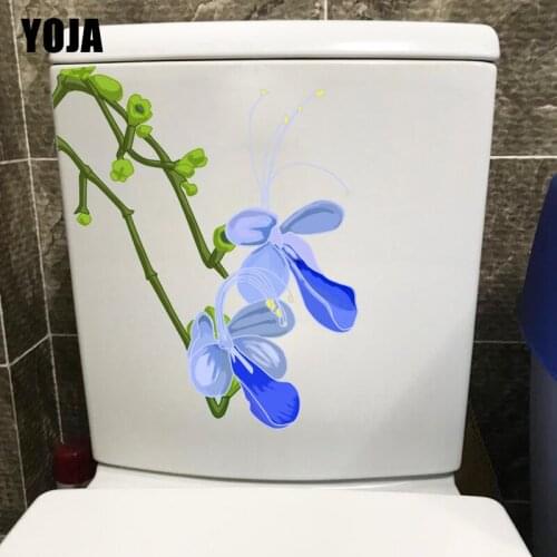 YOJA 16.7X22.4CM Cartoon Flower Branch Toilet Seat Stickers Modern Art Home Room Wall Decor T1-1543