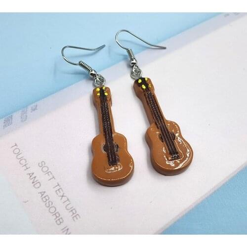 1Pair Korea Funny Small Violin Pendant Earrings Girl Cute Small Earring Handmade Creative Drop Earings for Women Jewelry EC300