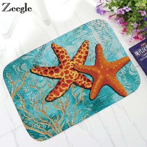 Zeegle Undersea World Doormat Flannel Mats In The Hallway Absorbent Bathroom Rugs Bedroom Carpet Non-slip Floor Mats Toilet Rug