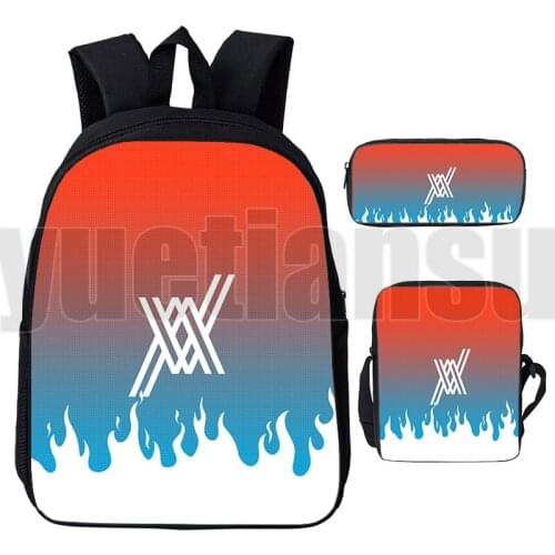 3D Print Darling In The Franxx ZERO TWO Backpack Women Anime Teenager Anime Book Bag 3 Pcs/Set Cartoon Darling In The Franxx Bag