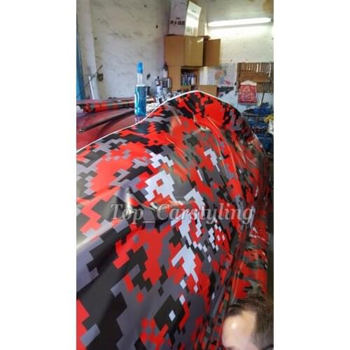 1.52x20m/roll Red Black White Camouflage Vinyl Car Wrap Camo Vinyl Roll Film Decal Stickers for Scooter Motorycle DIY Decorate