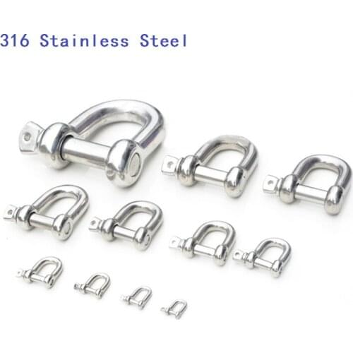 10PCS M4 M5 M6 M8 M10 316 Straight D Shackle Short 316 Stainless Steel Breaking D Rigging Shackle Hooks Boat Rigging Hardware