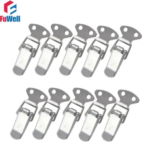 10pcs R117 Stainless Steel Toggle Latch Hasps Spring Loaded Cabinet Box Buckle