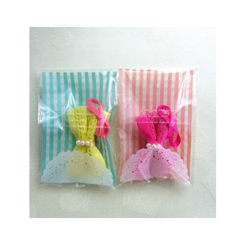 400Pcs/Lot 7*10cm Blue & Pink Grid Cookie Packaging Self Adhesive Plastic Pack Bags For Party Biscuit Snack Cupcake Baking Pack