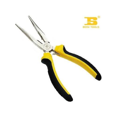 8"/200mm Nickel Iron Alloy Long Nose Plier with Double Color Handle