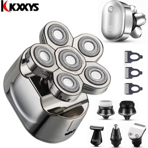 Rechargeable Electric Shaver Men Five Floating Heads Razors Hair Clipper Nose Ear Trimmer Men Facial Cleaning Brush 6 in 1