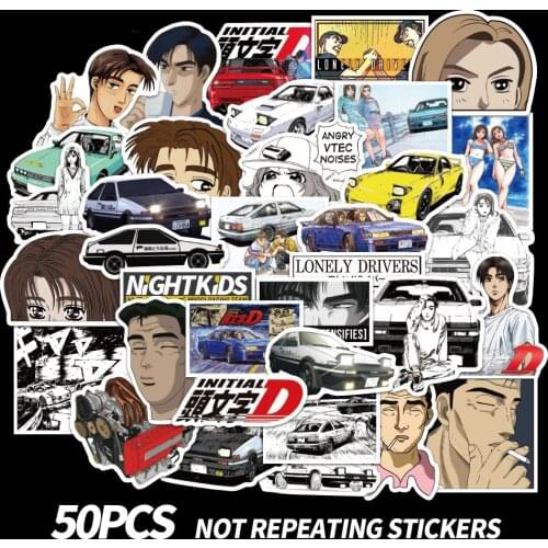 10/50Pcs Anime Initial D Scrapbook Stickers Japanese Cartoon Drift Snowboard Luggage Skateboard Waterproof Graffiti Stickers