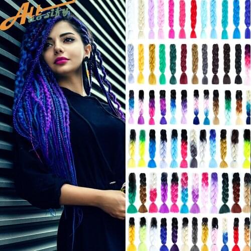 Allaosify Synthetic Hair Extensions Ombre Braiding Hair One Piece 100g/Pack 24Inch Afro Bulk Hair Jumbo Crotchet Braids Ombre
