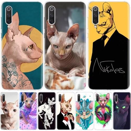 Animal Sphynx Hairless cat Phone Case for Xiaomi Note 10 Mi 11 9 8 CC9 5X 6X A1 A2 A3 9T 10T Lite Pro Poco F1 X3 NFC F3 Cover Co