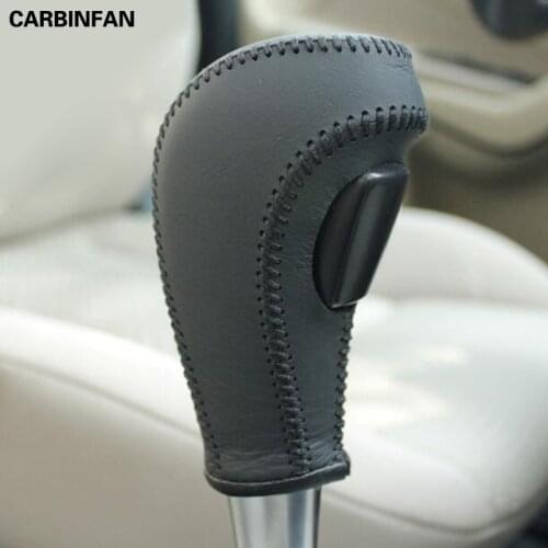 Black Genuine Leather Car Gear Shift Knob Cover for Ford Fiesta Focus 2 Automatic