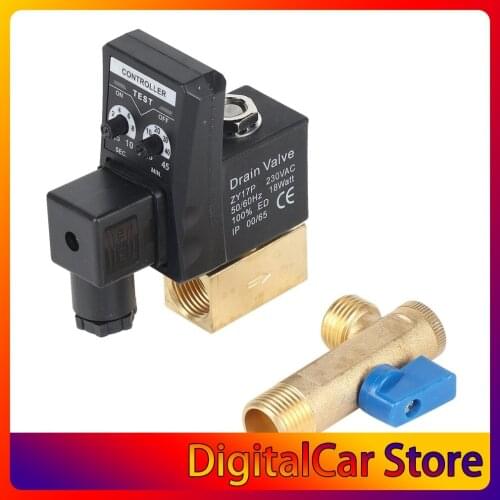 1pc G1 / 2" Electronic Timed Drain Valve AC110V/AC220V Mayitr Air Compressor Gas Tank Automatic 2-way Drain Valve 1.6Mpa