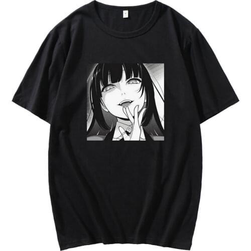 Sexy Kakegurui Graphics Cosplay Short Sleeve Yumeko Jabami T-shirt Mens Anime T Shirt Top Female Oversized Hip Hop Punk Tshirt