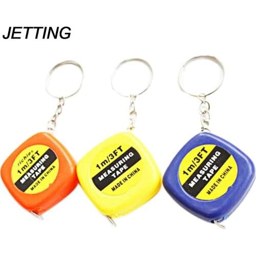 JETTING 1PCS 1M Mini Tape Measures Keychain Key Ring Easy Retractable Tape Measure Pull Ruler Color Random Measuring Tools