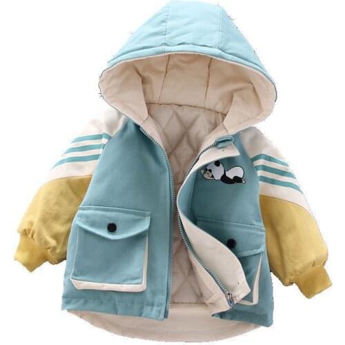 Girls Winter Clothes Warm Cotton Double Plus Velvet Thicken Cartoon Hooded Jackets for Children 12 Months -4 Years Patchwork New