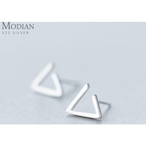 Modian Classic Geometric Triangle Simple Tiny Small Stud Earrings Cute 925 Sterling Silver Charm Jewelry For Women Jewelry