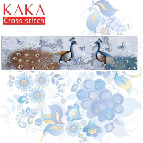 KAKA Cross stitch kits Embroidery needlework sets with printed pattern,11CT canvas,Home Decor for garden House,5D Peacock