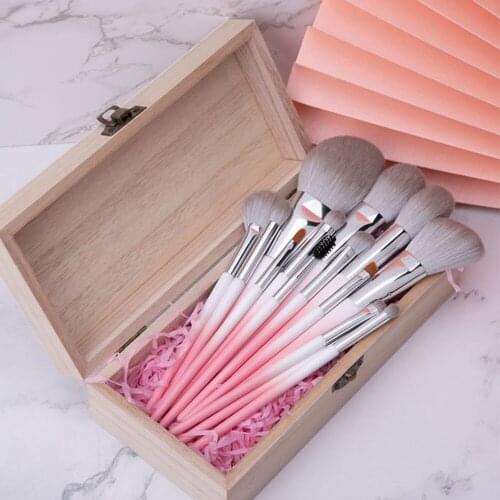 New Pink Gradient Makeup Brushes High-end Quality Luxury Set Giant Soft Microcrystalline Silk 14 Make Up Brush