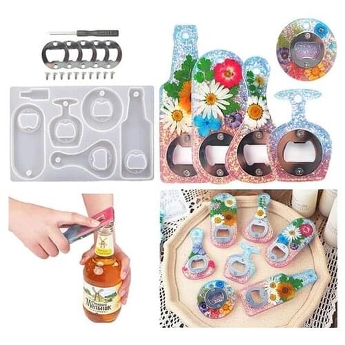Bottle Opener Resin Molds Kit Diy Epoxy Resin Bottle Opener Silicone Mold Resin Beer Spanner Bottle Opener Casting Mold