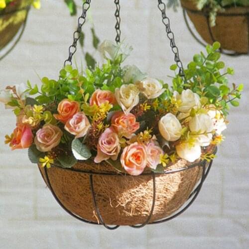 Hanging Coconut Flower Pot Iron Craft Vegetable Planter Pot for Home Garden Decoration GQ