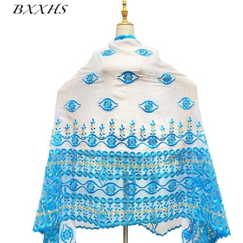 African Woman Casual Pashmina Shawl Islamic Cotton Scarf Muslim Style Embroider Fabric Turban for Hijabs Wholesale Hijabs BX-062