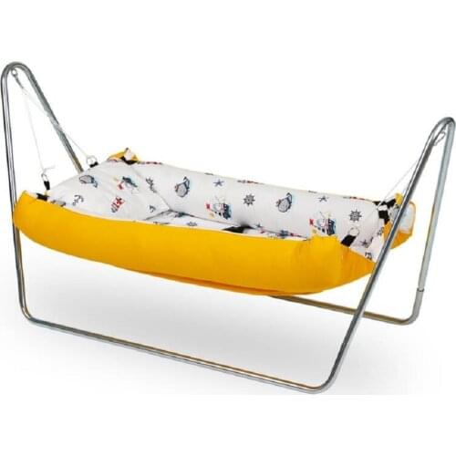Luxury Portable Baby Hammock Crib Swing Bed with Stand (Yellow Color)
