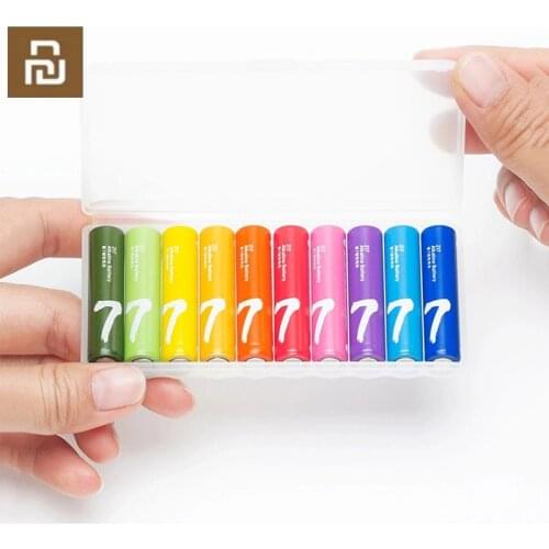 10PCS/Lot Youpin ZMI ZI7 ZI5 AAA AA Alkaline Battery Rainbow Disposable Batteries Kit for Camera Mouse Keyboard Controller Toys