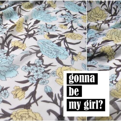 LEO&LIN 12 M Beige Simple Flower Silk Georgette Chiffon Clothing Fabric DIY Patchwork Tissue