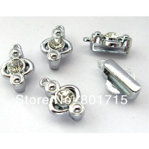Rhinestone 10pcs Slide & Hang Charms Internal Dia.:8/10mm Fit 8/10mm band DIY Charms Fittings Accessory Key Chain as Kids gift