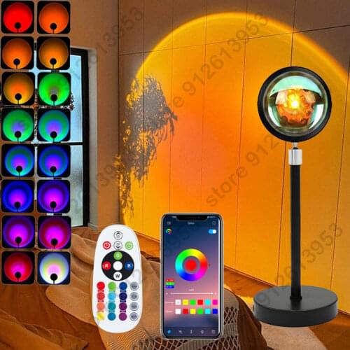 Remote Control Sunset Projection Lamp 16 Colors Changing Rainbow Sun Halo Led Atmosphere Night Light USB Powered for Celebrities