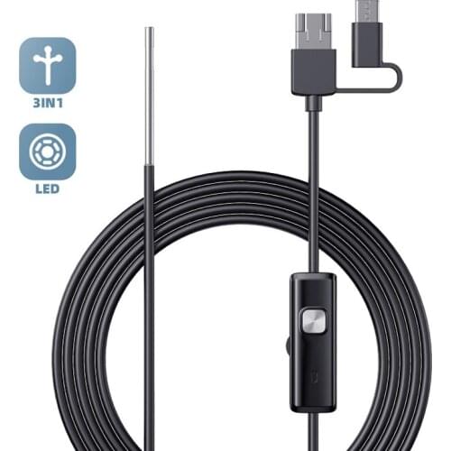 New 8mm Lens Portable USB Endoscope Camera Snake Rigid Cable Waterproof Tube Endoscope With Led Light For Android Phone Pad PC