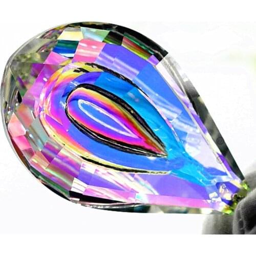 50pcs/lot 76x47mm Gorgeous Glass crystal chandelier parts(+Free rings)Different Rainbow Colors Suncatcher For Wedding Decoration