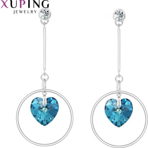 Xuping Jewelry Heart Shaped Crystals Earrings for Romantic Cute Lucky Special Gift 20547