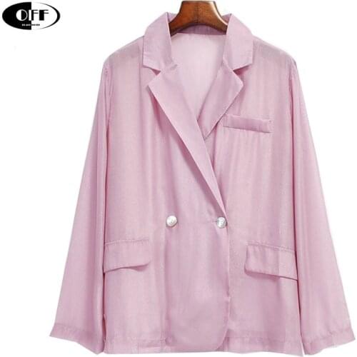 Summer blazer women Perspective mesh long sleeve loose ladies office work woman jacket Casual purple Beige coat blazer femme